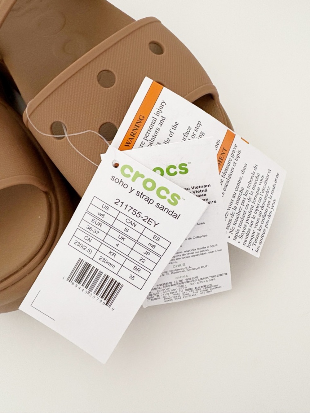 Crocs Soho Y-Strap Sandals Women’s Size 6 Sepia New - Picture 12 of 13